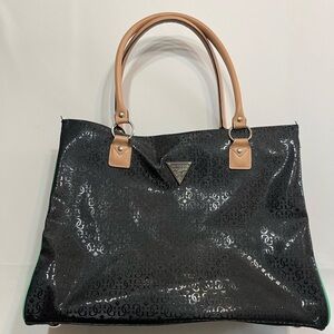 Guess Vintage G Logo Pattern‎ Travel Tote Bag Black Green PVC Waterproof